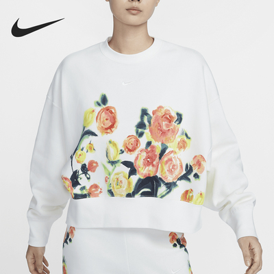Nike/耐克正品Oversize女士加绒圆领印花运动卫衣HF4690-133