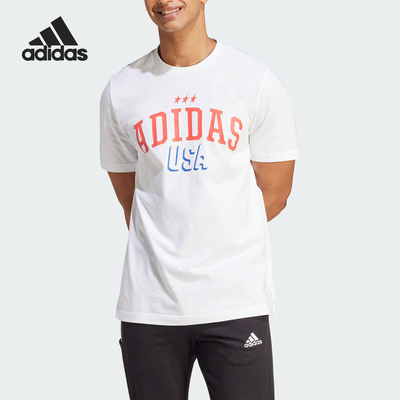 阿迪达斯男士圆领休闲短袖T恤