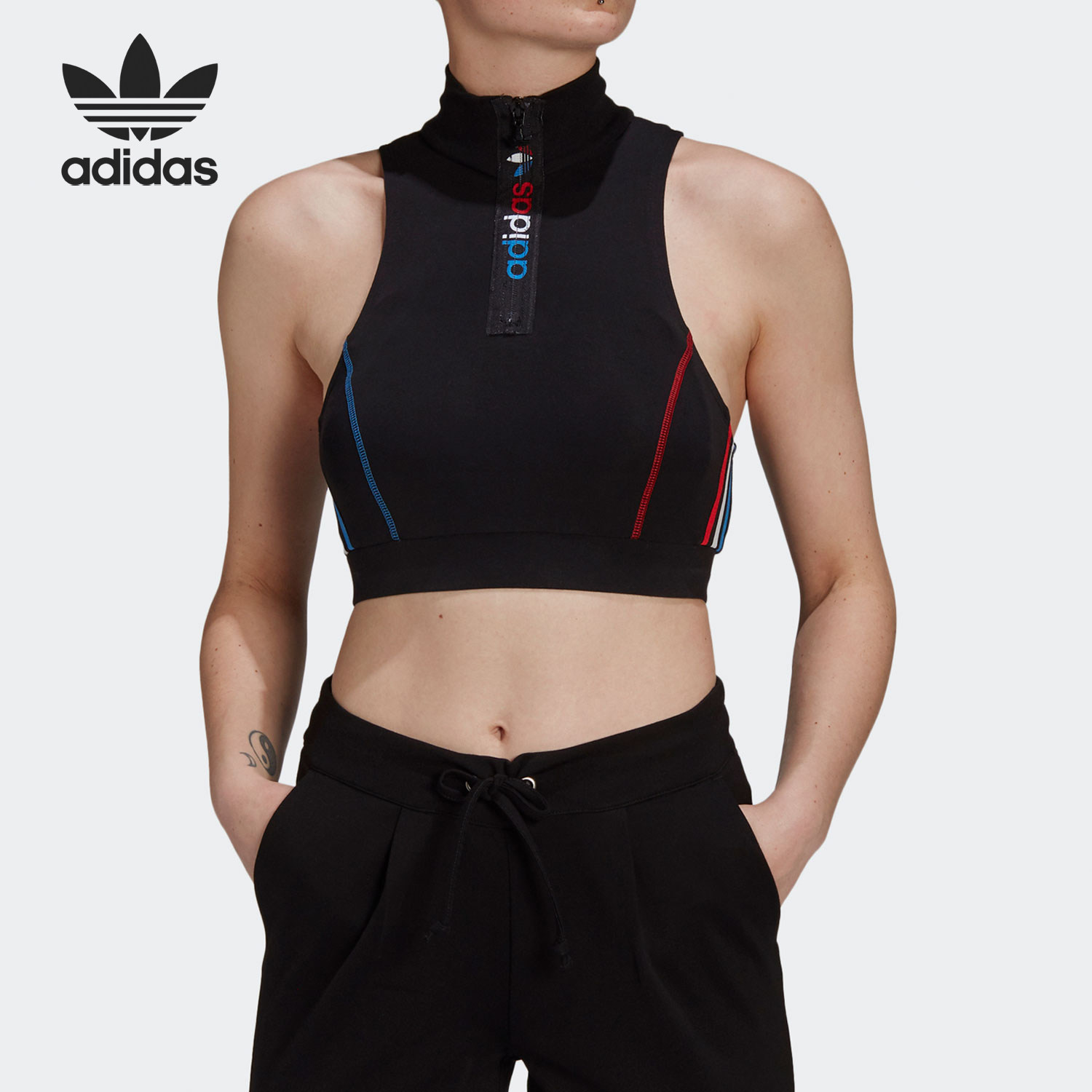 Adidas/阿迪达斯 正品三叶草女士时尚立领健身运动背心GN2835,运动服/休闲服装,运动T恤,淘宝优惠券,粉丝福利购,淘宝优惠卷