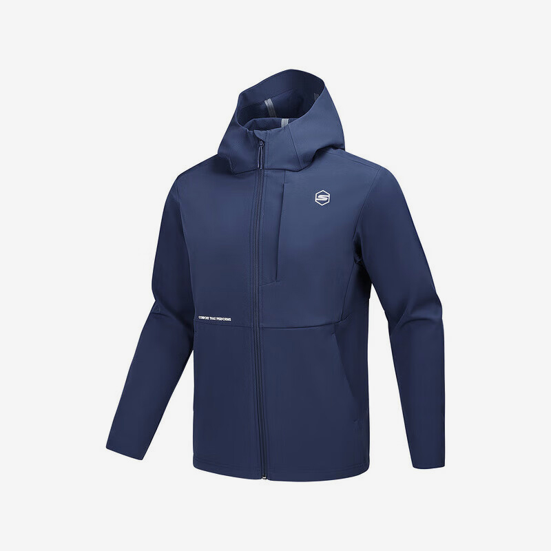 Skechers/斯凯奇正品新款男士运动休闲拉链梭织连帽夹克外套