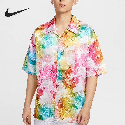 Nike/耐克正品Dri-FIT男士篮球时尚印花短袖衬衫HJ4218-645