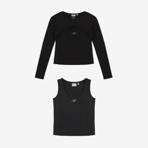 New Balance/NB正品2025新款女子简约两件套长袖T恤NDE12472-BK