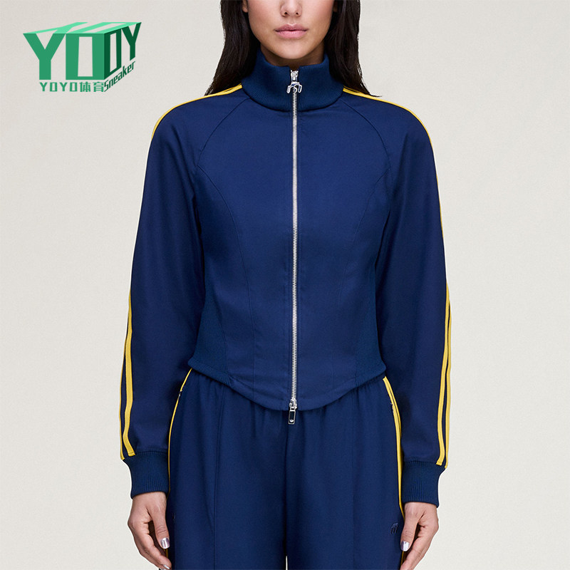 Adidas/阿迪达斯正品三叶草新款女蓝黄色经典出行夹克外套KD1485