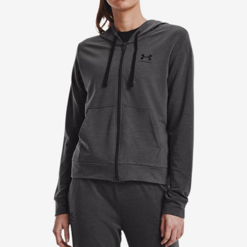 UA/安德玛正品运动女士复古健身训练针织连帽夹克外套1369853-010