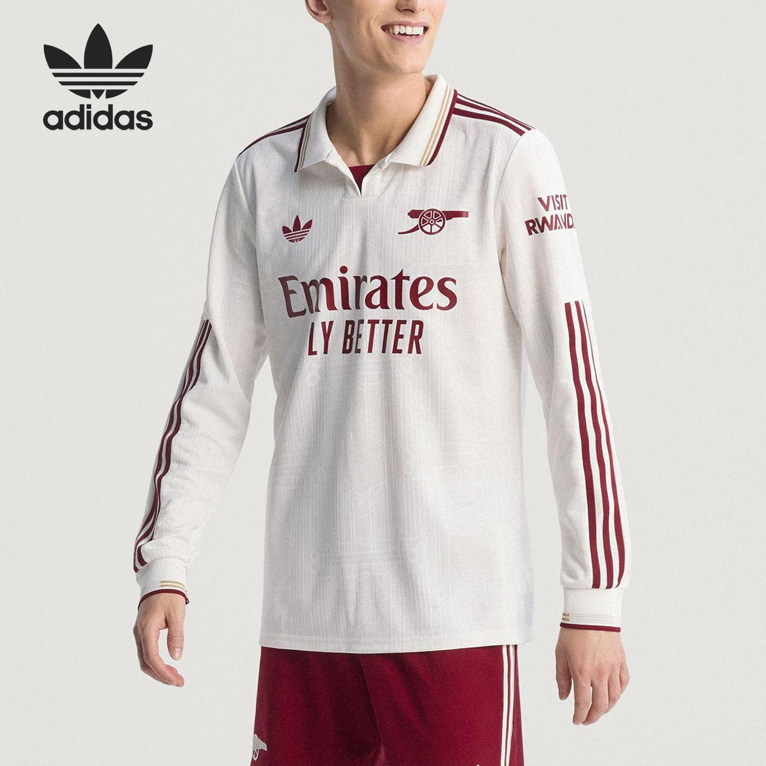 Adidas/阿迪达斯正品三叶草男士翻领足球长袖POLO衫JJ1898