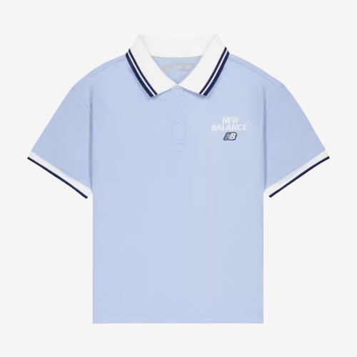 New Balance新百伦正品条纹短袖宽松儿童POLO衫ND7FG21063-BL