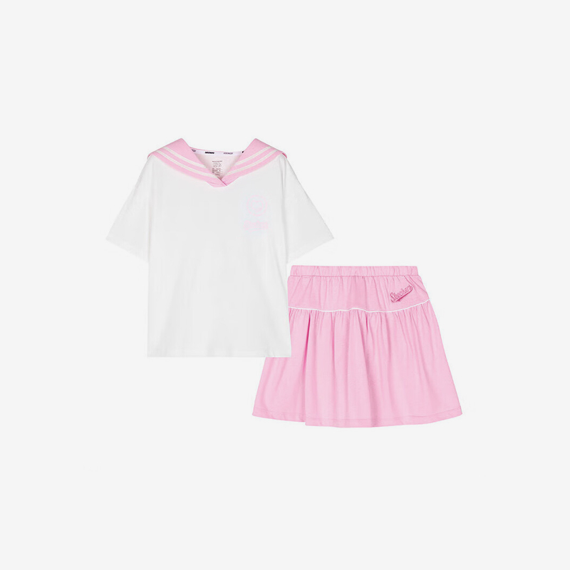 Skechers/斯凯奇正品夏季新款儿童时尚休闲海领水手服套装