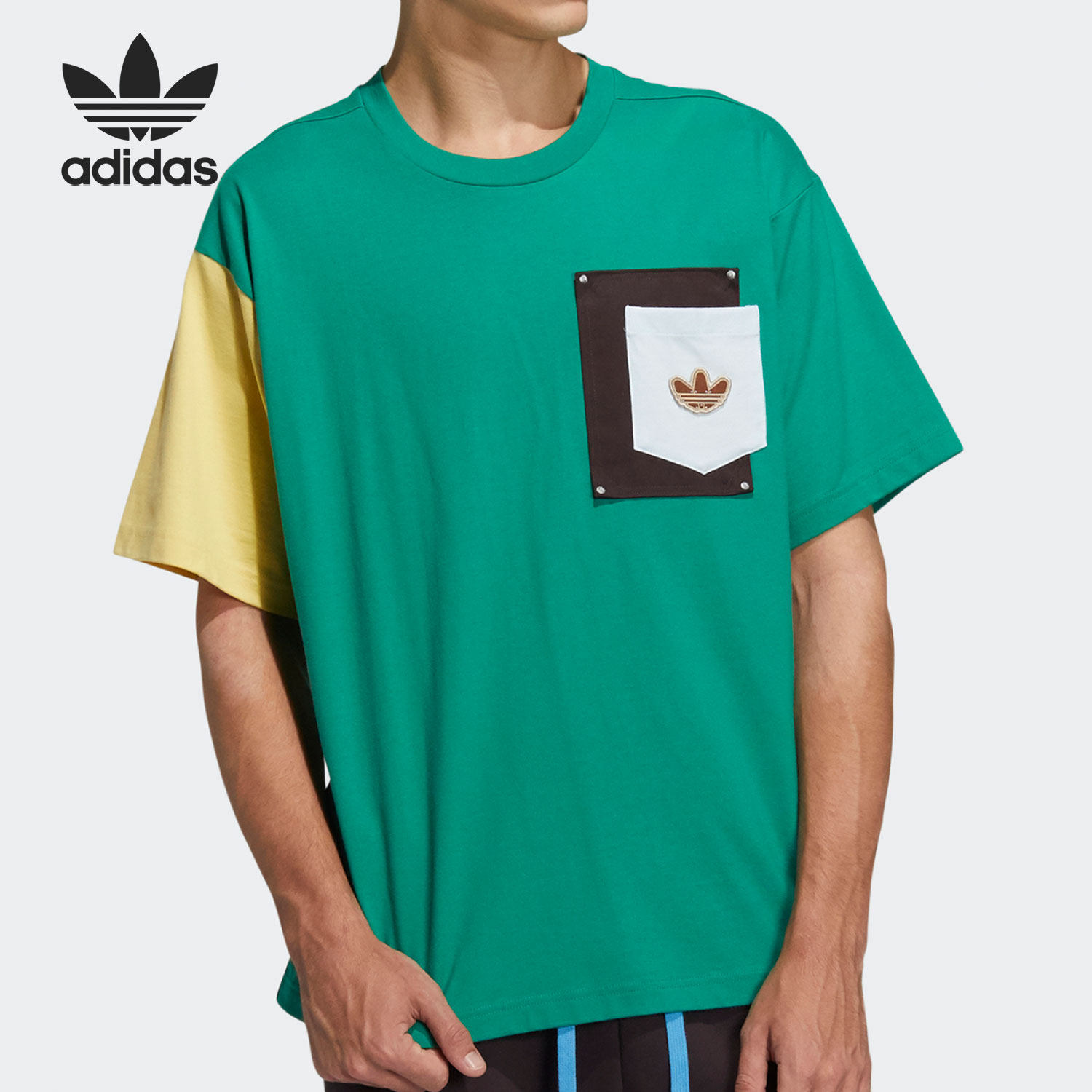Adidas/阿迪达斯官方正品三叶草木偶系列男女圆领休闲T恤HC0341