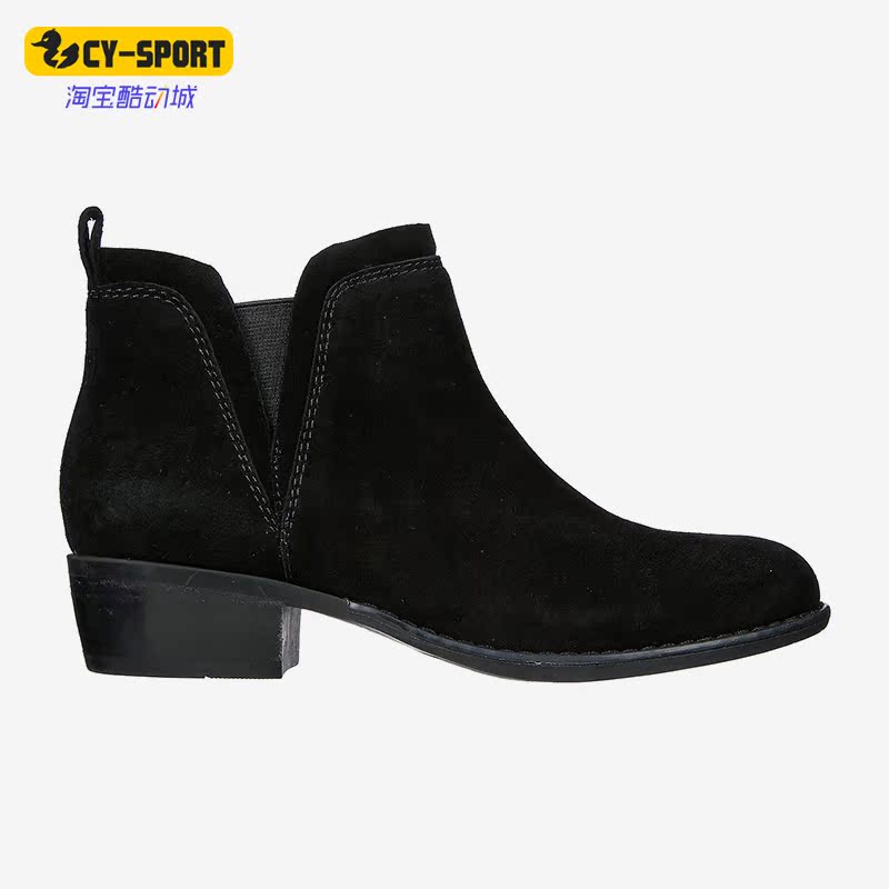 Skechers/斯凯奇正品新款女切尔西靴坡跟时尚运动短筒靴子167553C