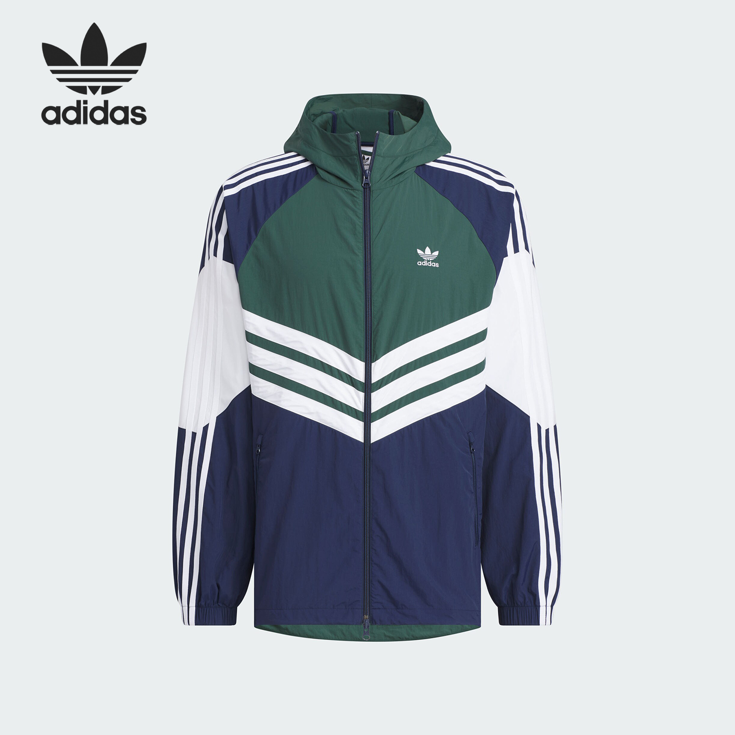 Adidas/阿迪达斯正品三叶草男士运动连帽复古夹克外套JM7261