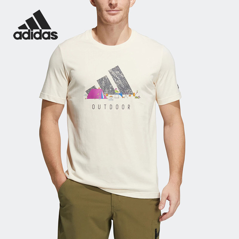 Adidas/阿迪达斯正品男士Logo印花休闲透气圆领短袖T恤HE7358,运动服/休闲服装,运动T恤,淘宝优惠券,粉丝福利购,淘宝优惠卷
