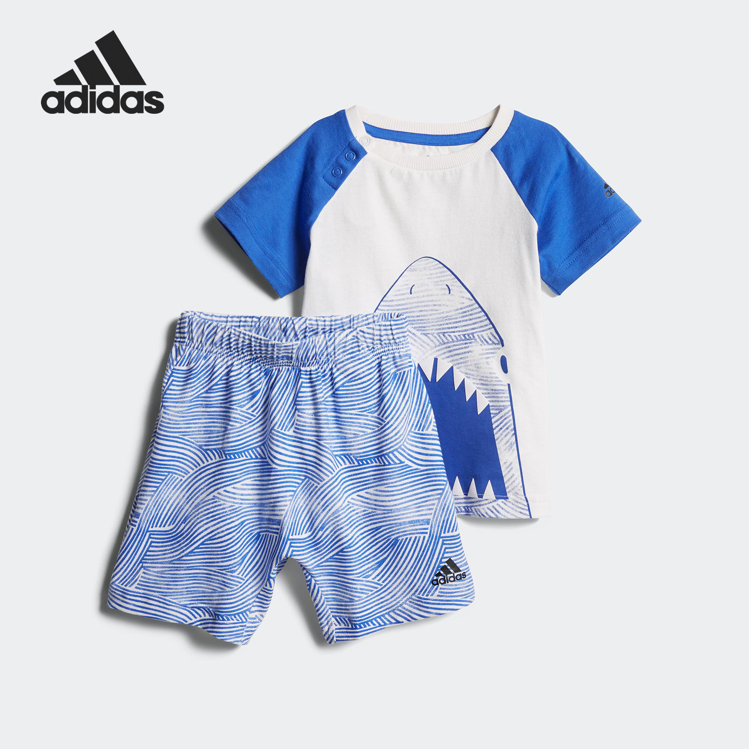 Adidas/阿迪达斯正品当季新款男中小童大鲨鱼运动休闲套装CF7424