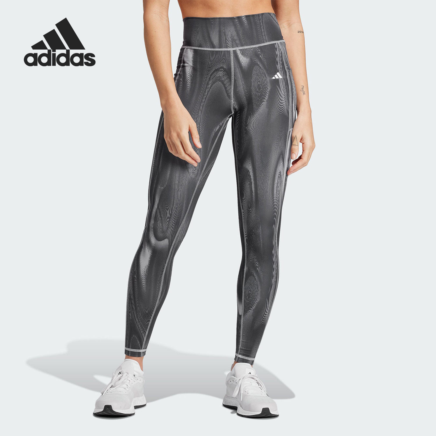 Adidas/阿迪达斯正品OPT ST PRINT女士健身运动紧身裤IW9991