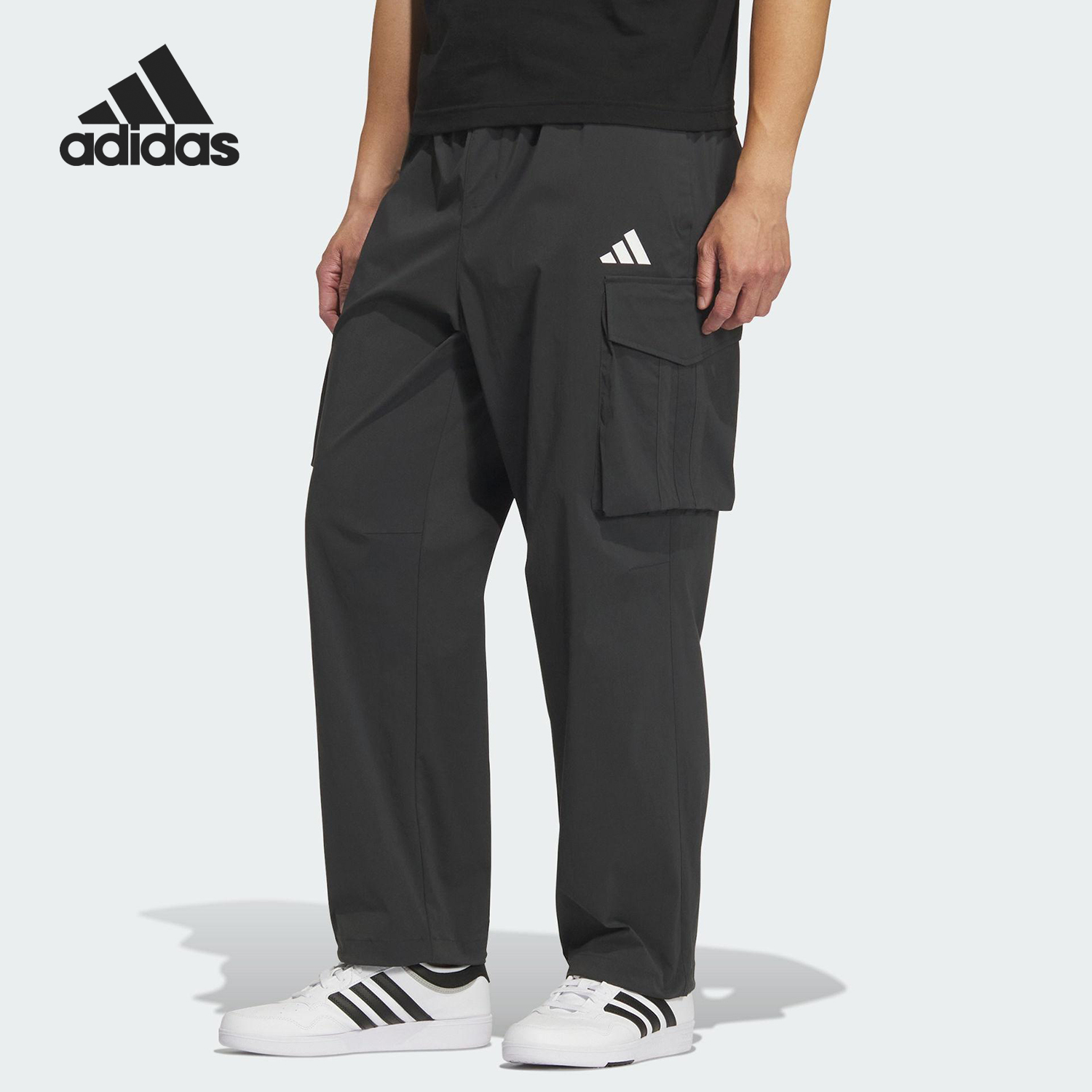 Adidas/阿迪达斯正品2025夏季男士宽松三条纹工装裤KF2481