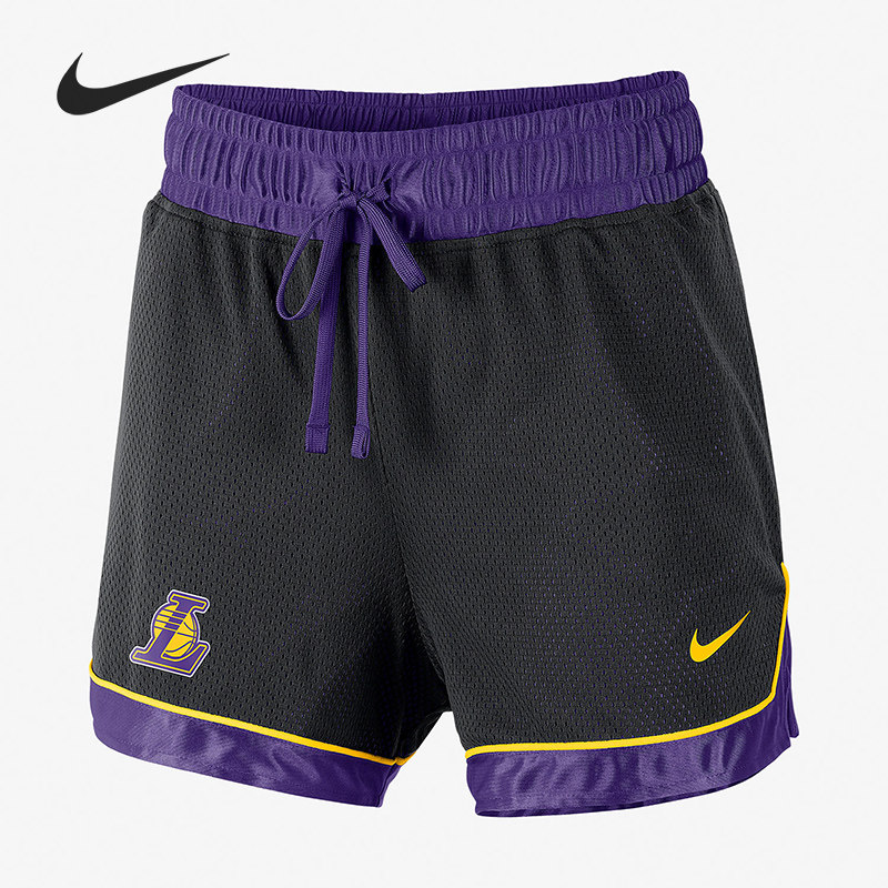 Nike/耐克正品NBA新款女黑紫色球类运动篮球短裤AV0211-010