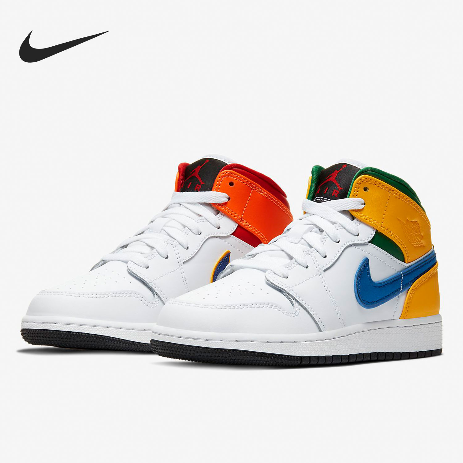 Nike/耐克正品Jordan 1 Mid AJ1女子GS大童篮球鞋554725-128
