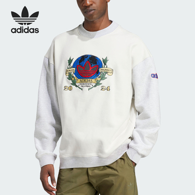 阿迪达斯男士宽松印花圆领卫衣