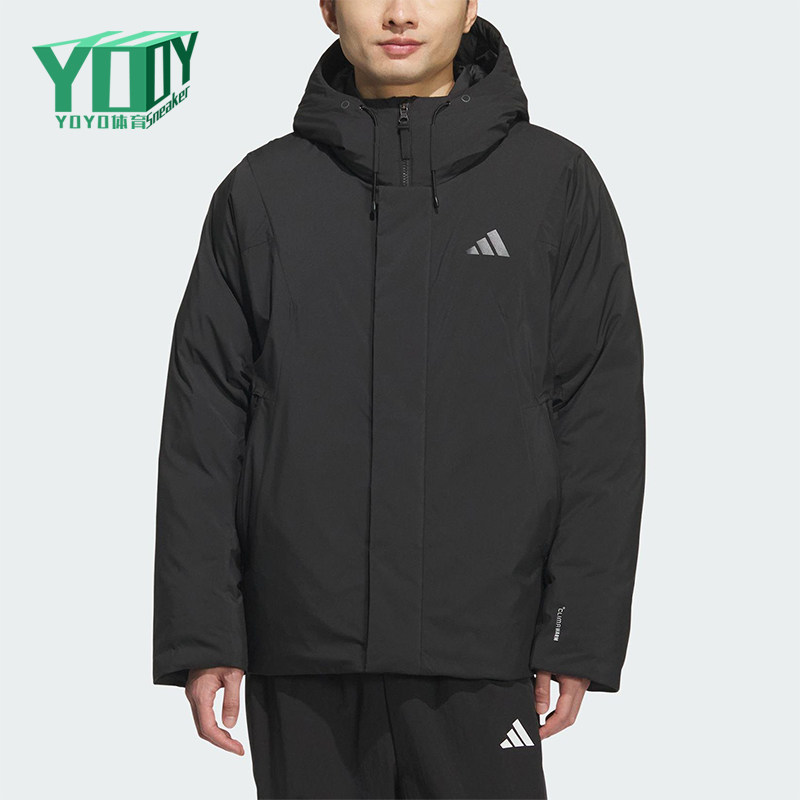 Adidas/阿迪达斯正品2025秋季款男士日常保暖连帽羽绒服KC2509