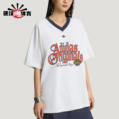 Adidas/阿迪达斯正品三叶草女士休闲宽松日常字母印花T恤KT3062