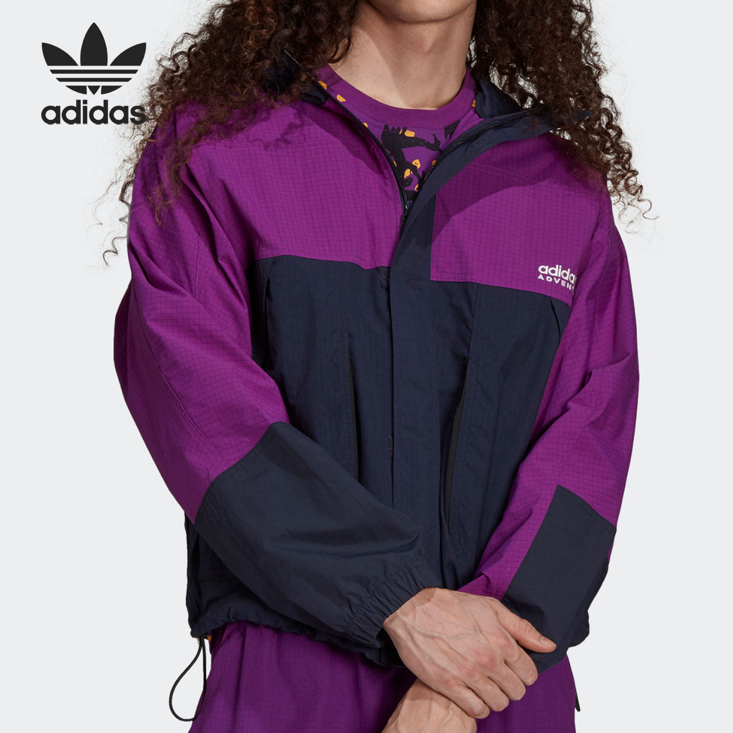 Adidas/阿迪达斯正品三叶草休闲男子彩色拼接运动夹克 H09047