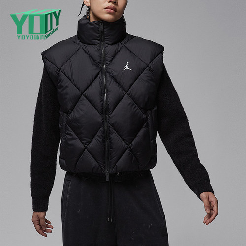 Nike/耐克正品JORDAN女士休闲立领保暖无袖拉链棉马甲HV0414-010