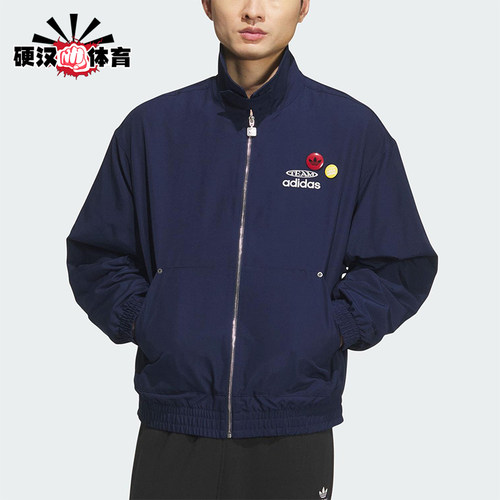 Adidas/阿迪达斯正品三叶草男士日常运动宽松翻领耐穿外套KC0135