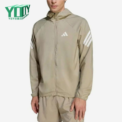 Adidas/阿迪达斯正品S新款男卡其白色运动经典休闲连帽夹克KQ8062