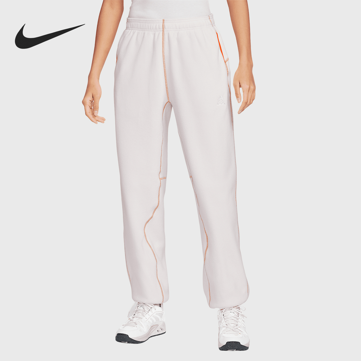 Nike/耐克正品秋冬新款女士简约拼接刺绣束脚长裤HJ0242-030