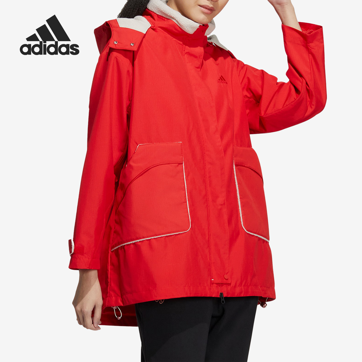 Adidas/阿迪达斯正品春季新款女子运动摇粒绒连帽外套HZ2995