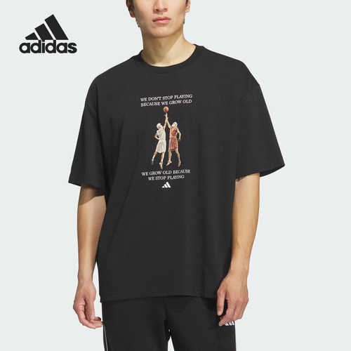 Adidas/阿迪达斯正品2025夏季款男士宽松篮球透气短袖KF5163