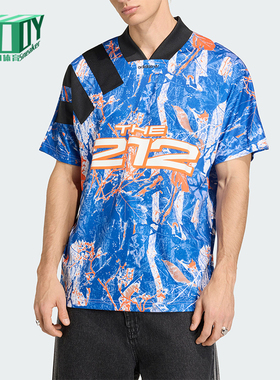 Adidas/阿迪达斯正品三叶草新款男蓝橙色出街经典短袖球衣KD8432