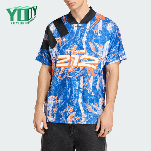 Adidas/阿迪达斯正品三叶草新款男蓝橙色出街经典短袖球衣KD8432