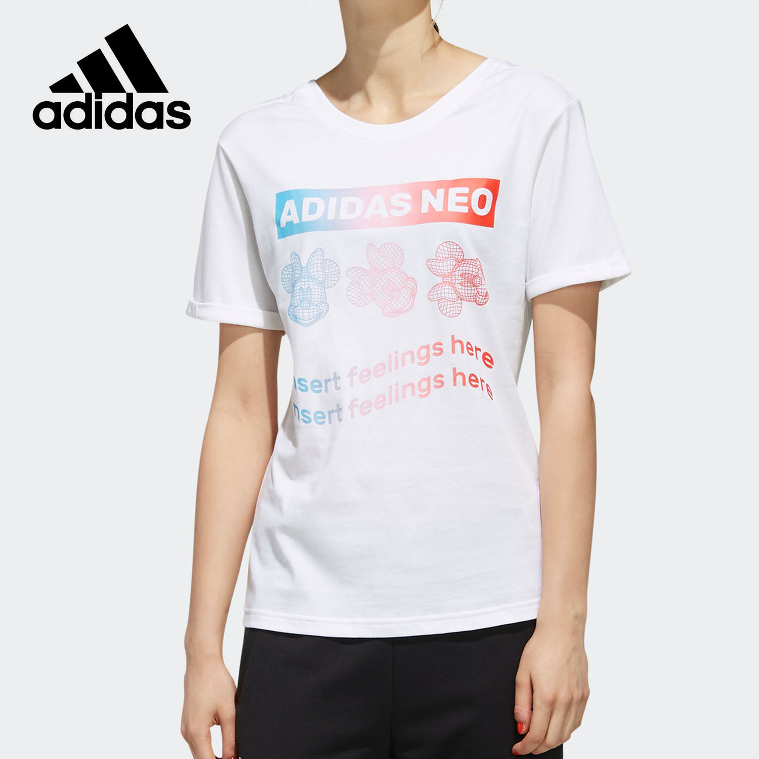 Adidas/阿迪达斯正品Neo女子当季新款米妮圆领休闲运动T恤 EI4553,运动服/休闲服装,运动T恤,淘宝优惠券,粉丝福利购,淘宝优惠卷