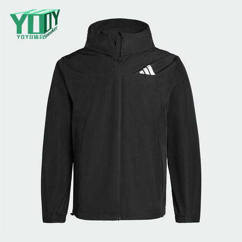 Adidas/阿迪达斯正品WOVENJACKET新款男女经典黑色夹克外套IB7052