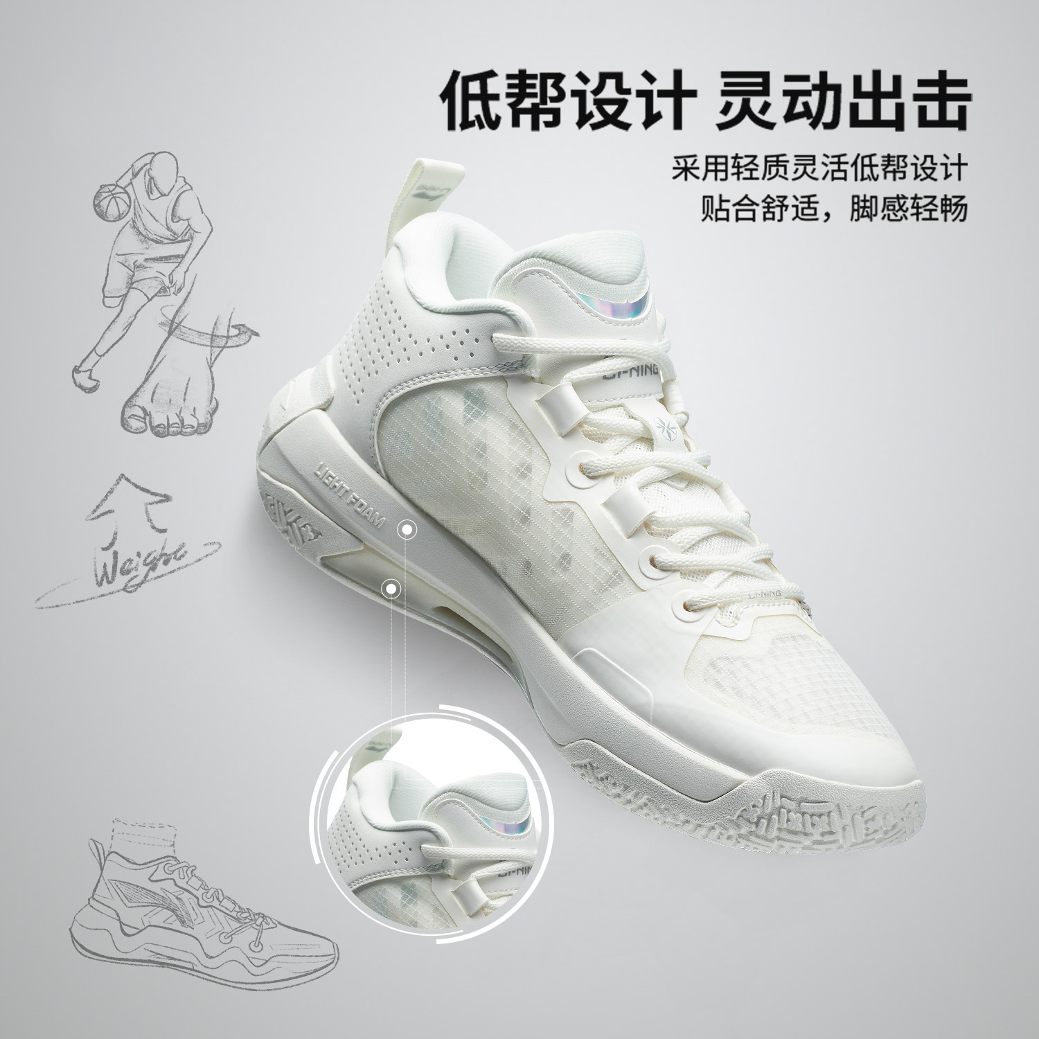 正品李宁男鞋夏季新款利刃2LOW 运动休闲实战篮球鞋ABAS039-1