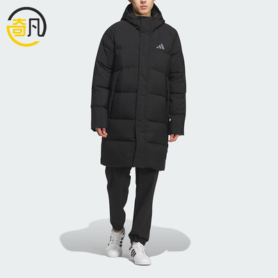 Adidas/阿迪达斯正品冬季男女防风保暖连帽运动长款羽绒服KQ5514