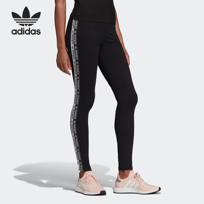 Adidas/阿迪达斯正品三叶草女士中腰印花紧身训练运动长裤EC0750