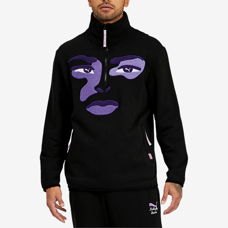 Puma/彪马正品男款Logo字母毛巾绣立领拉链休闲卫衣530404-01