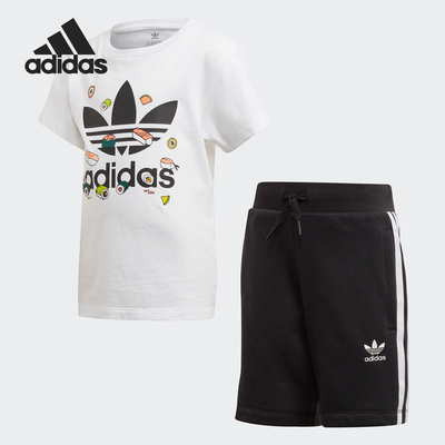 阿迪达斯三叶草小童运动套装短袖