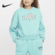 耐克正品 秋季 新款 Nike 大童加绒圆领休闲针织卫衣FZ5566 338