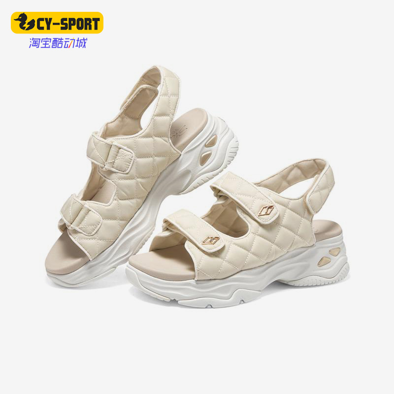 Skechers/斯凯奇正品夏透气厚底魔术贴女子沙滩鞋凉鞋119849-NAT