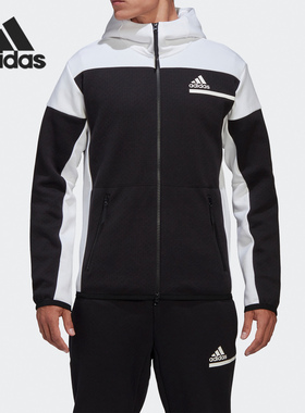 Adidas/阿迪达斯男子足球运动训练针织休闲连帽夹克外套 GM6533