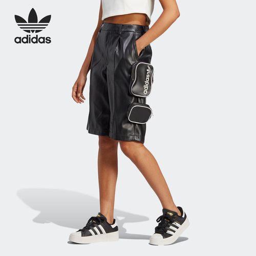 Adidas/阿迪达斯正品三叶草春季新款女子运动皮短裤HR3422