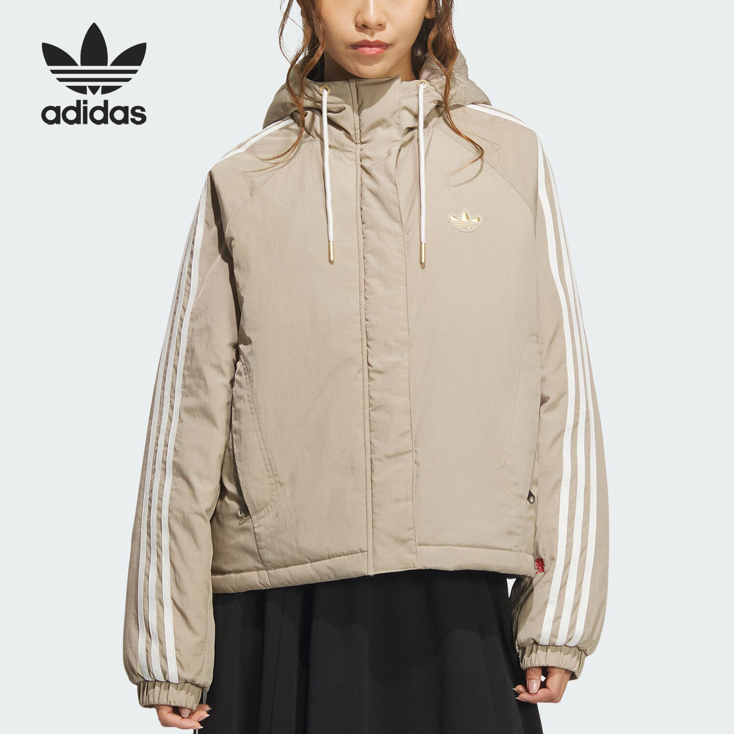 Adidas/阿迪达斯正品三叶草女士保暖运动连帽棉服外套KA5314