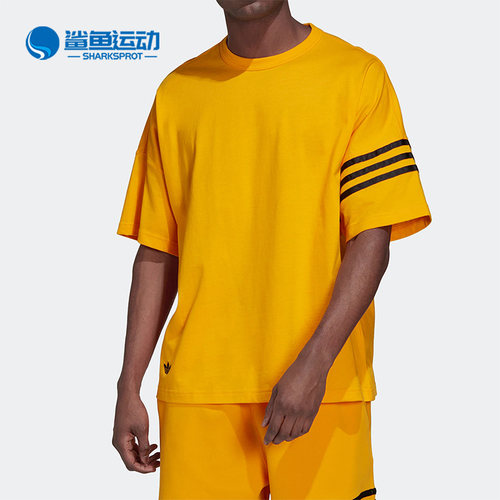 Adidas/阿迪达斯正品三叶草新款男子三条杠宽松休闲短袖T恤HM1877