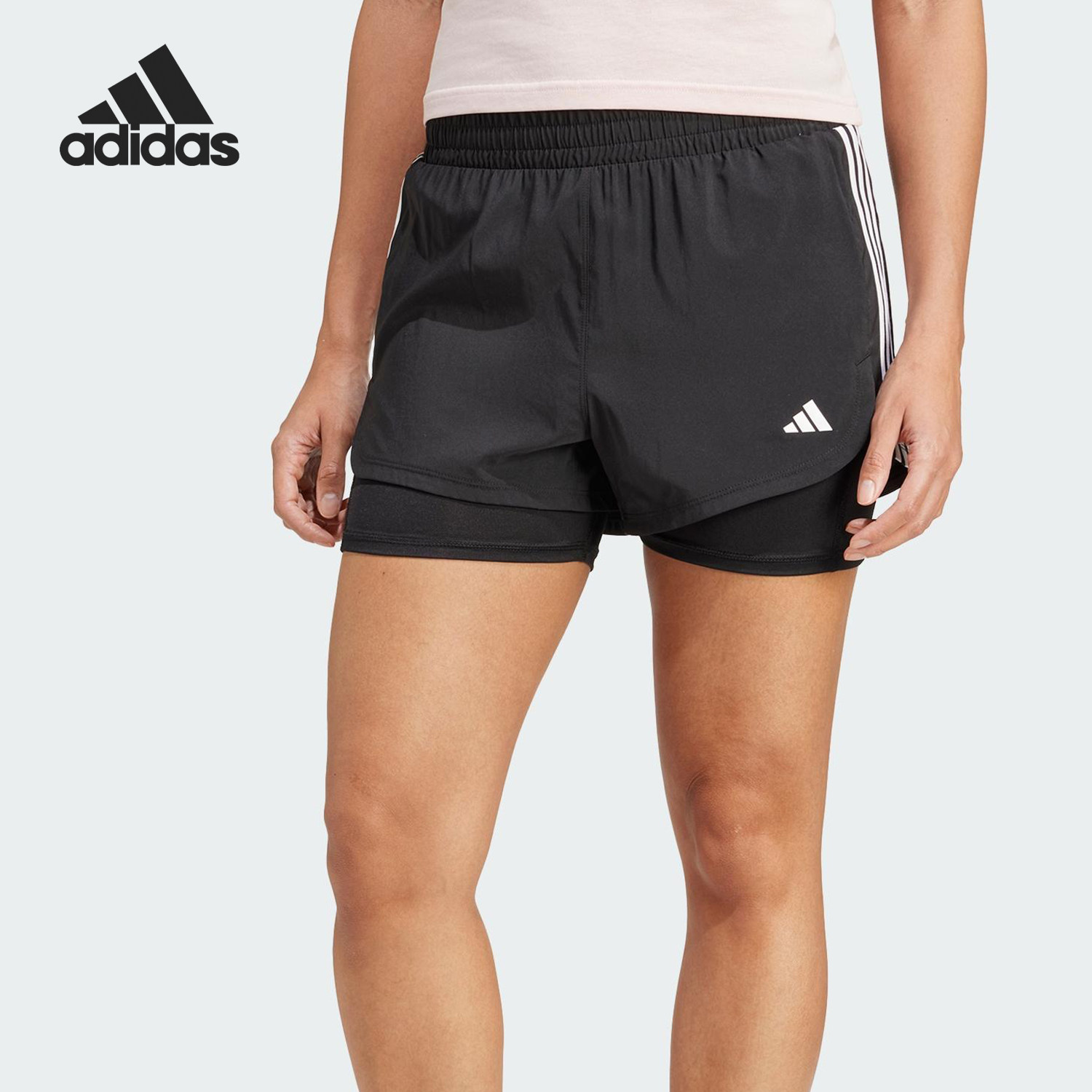 Adidas/阿迪达斯正品夏季款女士运动侧开衩二合一短裤JJ3116