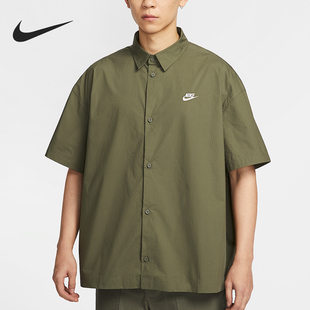 款 2025夏季 男士 宽松翻领刺绣衬衫 222 Nike HJ2027 耐克正品