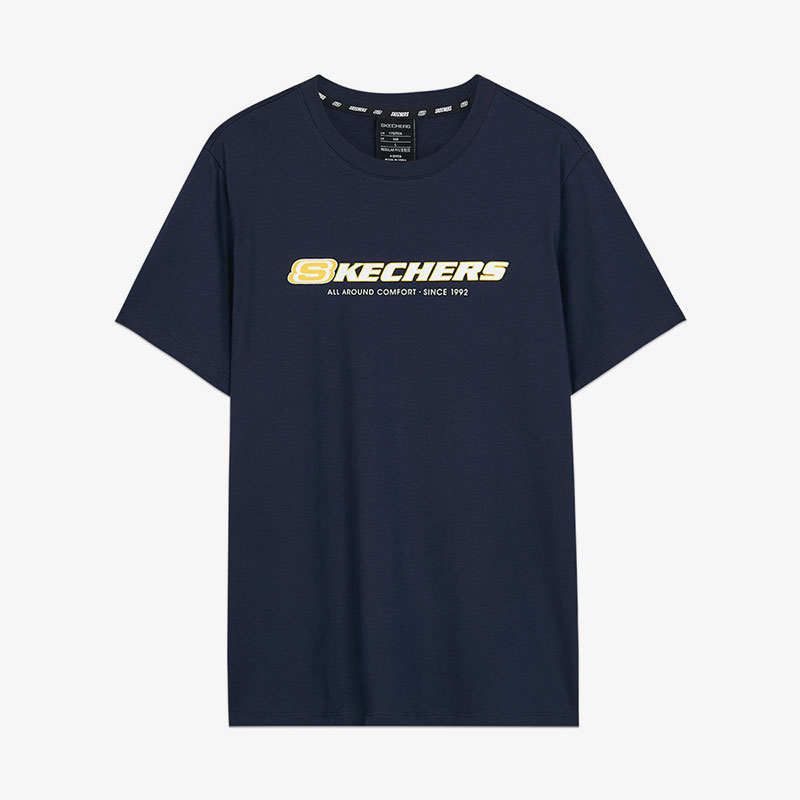 Skechers/斯凯奇正品夏季新款男子运动宽松简约透气圆领短袖