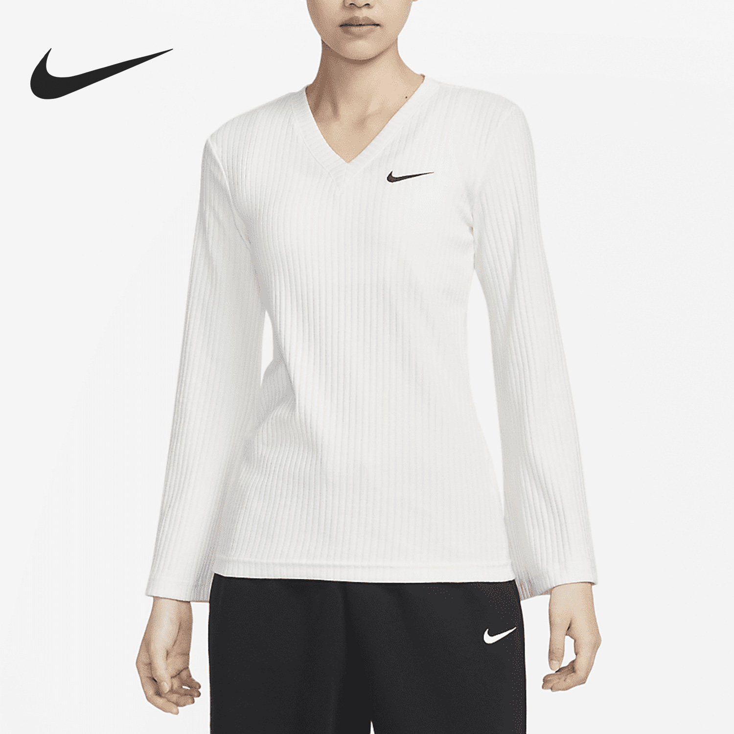 Nike/耐克正品新款女子运动透气休闲V领套头衫FD5259-133