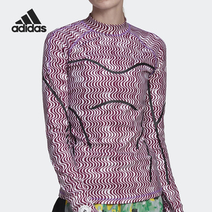 印花健身运动长袖 SMC联名女士时尚 HI6038 阿迪达斯正品 Adidas
